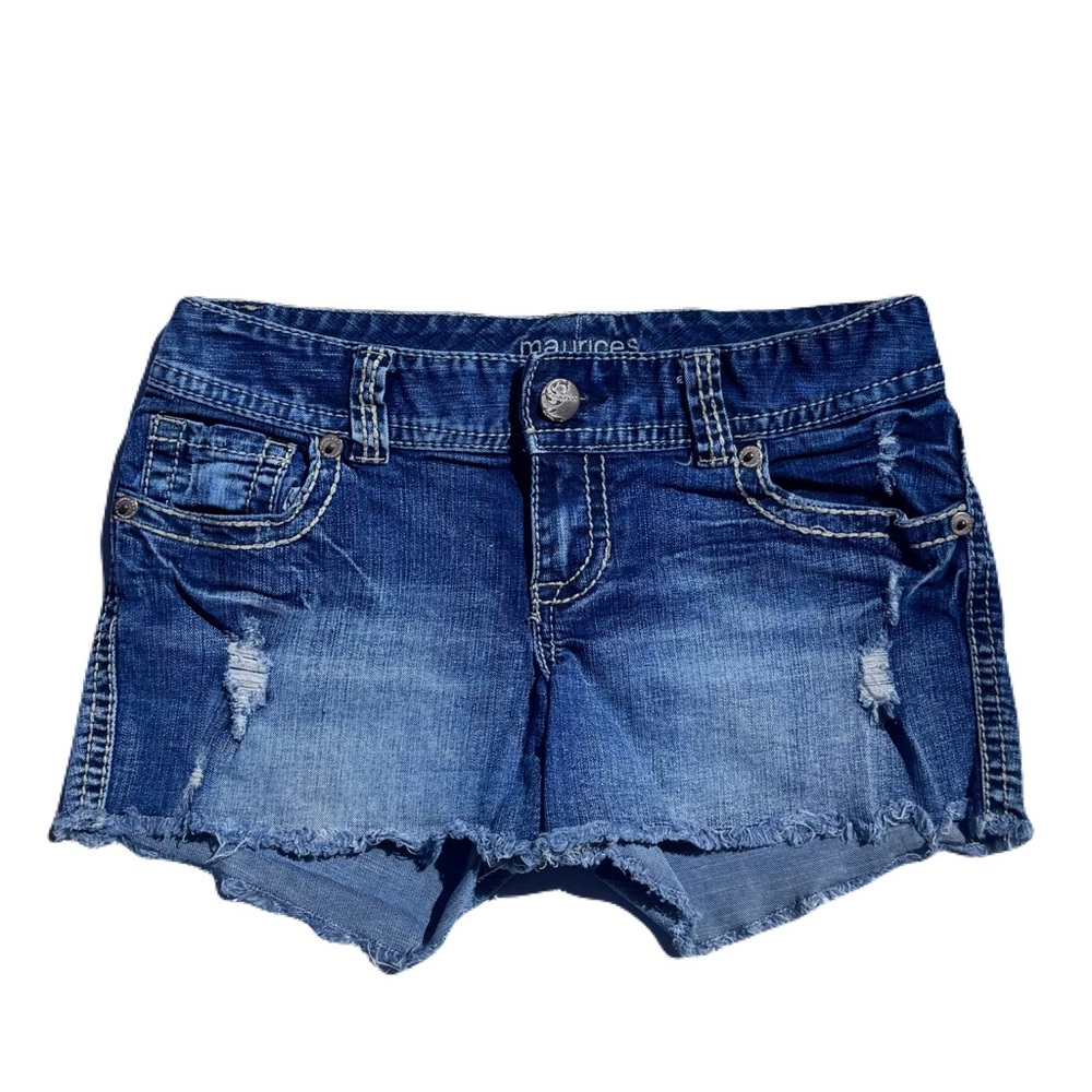 Maurices Distressed Denim Jean Shorts – Frayed Hem – Size 5/6